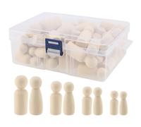 UNGFEI Lot de 100 figurines vierges en bois de 4 tailles pour loisirs créatifs, 65 mm, 53 mm, 43 mm, 33 mm