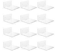 UNGFEI Lot de 12 Petites étagères flottantes en Acrylique, 102 x 48 x 99 mm, adhésif Transparent pour Plantes, Cadre Photo, décorations