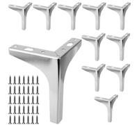 UNGFEI Lot de 12 pieds de meubles triangulaires argentés en métal de 15 cm pour armoires, canapés, chaises, tables