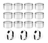 UNGFEI Lot de 16 moules à gâteau en acier inoxydable 3,8 cm de hauteur et 8 cm de diamètre avec presse à pâtisserie