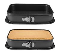 UNGFEI Lot de 2 moules à gâteau rectangulaires à charnière - 35 x 24 x 7,8 cm - Moule à gâteau au fromage avec fond amovible - Plaque de cuisson anti-fuite pour fours à domicile et cuisine