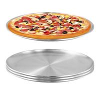 UNGFEI Lot de 3 assiettes plaques à pizza rondes argentées en acier inoxydable de 30 cm pour contenir des desserts, des gâteaux, des fruits, des biscuits, de la viande