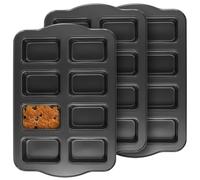 UNGFEI Lot de 3 mini moules à pain rectangulaires antiadhésifs en acier au carbone gris pour la cuisson au four, 24 x 36 cm