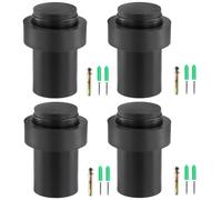 UNGFEI Lot de 4 butées de porte noires de 60 mm, butée de porte en acier inoxydable avec pare-chocs en caoutchouc pour plinthes, butée de porte murale et au sol pour maison, bureau, hôtel