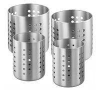 UNGFEI Lot de 4 grands et moyens supports d'ustensiles de cuisine en acier inoxydable argenté pour fourchettes, cuillères