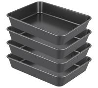 UNGFEI Lot de 4 plaques de cuisson profondes - 27,5 x 22,4 x 5,1 cm, petit plat à four antiadhésif, moule à gâteau de 5,1 cm de profondeur pour gâteaux, tartes, focaccia, lasagnes, rôtis de viandes et