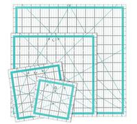 UNGFEI Lot de 4 règles carrées bleues de 4 tailles - Règle de couture en acrylique - Règle de patchwork pour loisirs créatifs (11,4 cm, 15,2 cm, 24,1 cm, 31,8 cm)