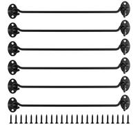 UNGFEI Lot de 6 crochets noirs pour portail, 30,5 cm, crochet de cabine et loquet à œillet, crochets de porte française, loquets de portail en acier inoxydable pour abri de jardin, garage, fenêtre,