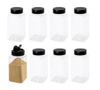 UNGFEI Lot de 8 pots à épices vides en plastique transparent avec couvercles pour sucre, sel, herbes - 500 ml