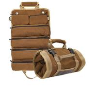 UNGFEI Sac à outils enroulable avec 2 pochettes détachables, sac à outils en toile Oxford avec boucle et poignée, pour mécanicien, électricien, artisan, homme, papa, cadeaux