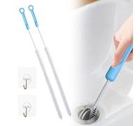 Ungfu Mall 2 brosses de nettoyage pour évier, serpentin de vidange extensible de 71 cm, outil de débouchage avec 2 crochets adhéifs pour évier, baignoire et égout, bleu