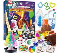 UNGLINGA 2025 Kits Expériences Scientifique Calendrier de l'Avent Jouet pour Enfants - Chimie Volcans Cristal Physique Pierres Précieuses Cadeaux pour Garçons et Filles