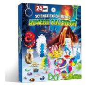 UNGLINGA Calendrier de l'Avent 2025 avec 24 boîtes d'expérimentation et pierres précieuses et kit d'excavation pour enfants, garçons, filles, cristaux chimie physique, calendrier de Noël, jouets STEM