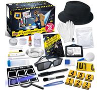 UNGLINGA Ensemble de jouets détective pour enfants, expériences de détective empreintes digitales expérience à emporter, jeu de rôle, cadeau, lunettes d'espionnage moyens d'espionnage jouets kit