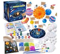 UNGLINGA Système solaire modèle de construction avec 9 boules en mousse, planètes à peindre, jouet pour enfants, projet scolaire, science spatiale, S.T.E.M. Jeu éducatif, idée cadeau pour enfants et