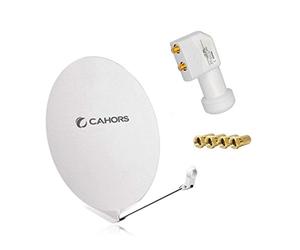 UNGROL Antenne Parabolique Satellite Fibre Composite Blanche SMC 80cm + LNB Twin 4K