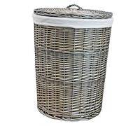 UNGROL Panier à linge rond en osier doublé Style ancien Petit modèle