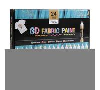 Ungtyb 3D Fabric Paint, Permanent Waterproof Textile Paint Set, 30ml Craft Tool 24 Colors for Canvas, Wood, Glass, Hat, Clothing, Decoration, Art Projects for Adults, Kids, and Creative Crafting Use