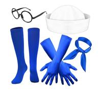 Ungtyb Accessoires de marin, accessoires de fête d'Halloween | chapeau, écharpe, bas, gants, monture de lunettes pour voile nautique, anniversaire, Noël, enterrement de vie de jeune fille, cosplay