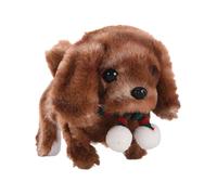 Ungtyb Adorable Design Barking Dog Toy, Interactive Electronic Pet Plush Toy, Realistic Animal Companion Toys, Plush Puppy Toy for Kids, Present, Indoor, Outdoor, White, Brown, Dark Brown Color