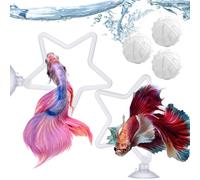 Ungtyb Betta Enrichment Toys - 2 Piece Interactive Exercise Ring | Fish Exercise Ring with Filter Balls for Habitat, Beginner Keepers, Play, Training, Swimming, Feeding, Betta Fish Care