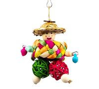 Ungtyb Bird Chew Toys, Multicolored Hanging Beak Grinding Accessories, Sturdy Parrot Play Set, Safe Wooden and Rope Cage Toys for African Greys, Macaws, Cockatoos for Small and Medium Birds
