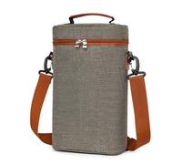 Ungtyb Bottle Wine Bag, Insulated Wine Carrier, 2 Bottle Wine Cooler Bag, Wines Tote Bag with Handle 21x10x34cm for Women and Men, Indoor, Outdoor, Present, Navy Blue, Gray, Black Color