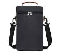 Ungtyb Bottle Wine Bag, Insulated Wine Carrier, 2 bouteilles Wine Cooler Bag, Wines Tote Bag with Handle 21 x 10 x 34 cm for Women and Men, Indoor, Outdoor, Present, Navy Blue, Gray, Black Color, Noir