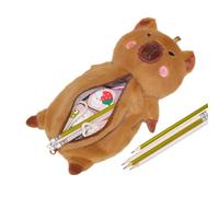 Ungtyb Capybara Pencil Case, Cute Stationery Pouch, Large Capacity Storage Bag, Zippered Organizer, Soft Fabric, for School, Office, Travel, 13 x 28 x 5 cm 90 g Brown, Marron, riferimento Alla