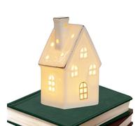 Ungtyb Ceramic Houses Ornament - Lighted Village Decoration for Desk | Decorative Christmas Village with Warm LED Lights, Perfect Mantel Bedroom Living Room Study Window Table Centerpiece Display