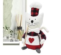 Ungtyb Chef Cat Design Stuffed Animal, Sitting Stuffed Animal Cat, Chef Cat Plush Toy, Decoration Soft Cat Toy 30x14x13cm for Girls, Indoor, Present, Event, Travel, White Color