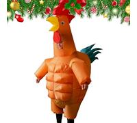 Ungtyb Chicken Blow Up Costume - Funny Inflatable Chicken Outfit for Festival Event | Polyester Material with Built-in Fan, Farm Animal Cosplay Clothing with Abdominal Muscles Design, 155-190 cm PVC