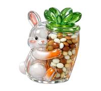 Ungtyb Easter Cookie Jar - Cute Bunny Portable Candy Container | Spring Candy Dish for Party, Christmas, Birthday, Weekdays, Dorm, Countertop, Outdoor Movie Night and Grocery Treat Storage