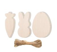 Ungtyb Easter Wooden Cutouts, Bunny Egg Carrot Decor, Unfinished Signs, Spring Craft Project, Handmade Kids Adults Activity, 6 Pieces, Classroom Home Garden, 10x5x2.5cm Beige