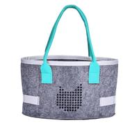Ungtyb Felt Tote Bag for Women, Oval Felt Grocery Carrier, Portable Audio Player Organizer, Foldable Kids Travel Toy Container, Cosmetic & Arts Storage with Handles, Bleu, riferimento Alla