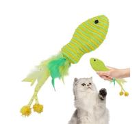Ungtyb Fish Toys for Cats, Interactive Feather Teaser, Colorful Entertainment Accessories with Eye-Catching Feathers Keeping Cats Entertained for Exercising and Playing, 7.48 Inches