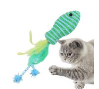 Ungtyb Fish Toys for Cats, Interactive Feather Teaser, Colorful Entertainment Accessories with Eye-Catching Feathers Keeping Cats Entertained for Exercising and Playing, 7.48 Inches