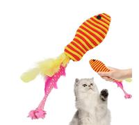 Ungtyb Fish Toys for Cats, Interactive Feather Teaser, Colorful Entertainment Accessories with Eye-Catching Feathers Keeping Cats Entertained for Exercising and Playing, 7.48 inches