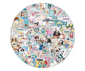 Ungtyb Funny Nurse Stickers, 100-Pack Medical Decals, Waterproof Vinyl Designs, Sturdy Humor Themed Labels for All Gender, Students, Coworkers, Water Bottles, Laptops, Lunch Boxes, Guitars, Graduation