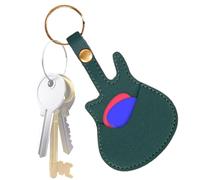 Ungtyb Guitar Pick Holder, Leather Plectrum Case, Keyring Organizer, Compact Design, Durabless Storage for Musicians, Music Players, Portable Accessory, 13,4 x 7 cm 11 g Orange Black Green Blue, vert