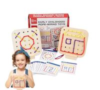 Ungtyb Lacing Toy, Wooden Threading Set, Fine Motor Skill Toys, Early Learning Activity for Preschoolers, Travel Game Road Trip Plane, Durabled Educational Toy for Ages 3+,16 x 14 x 3,5 cm Wood