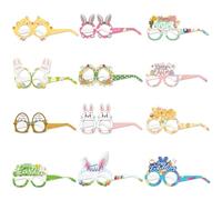 Ungtyb Lot de 12 lunettes en forme d'œuf de Pâques, décorations de Pâques amusantes, verres de fête de Pâques, cadres de lunettes en papier en forme de lapin, parfaits pour les photomatons de Pâques