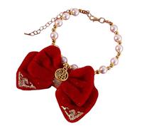 Ungtyb Luxury Pearl Dog Collar, Pet Necklace, Elegant Blessing Pendan, Cute Princess Bow, Small Dog Accessory Perfect for Special Occasions and Comfortable Fit, 10.63in