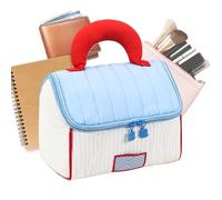 Ungtyb Makeup Bag Organizer, Cosmetic Travel Case, Toiletry Storage Pouch, Handheld Compact House Shaped with Zipper Closure for Women Girls Commute Gym Travel Daily Use, 120g