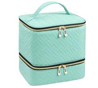 Ungtyb Makeup Case, Nail Supplies Storage, Spacious 2 Layer Storage Nail Polish Organizer, Adjustable Dividers Portable Travel Friendly Design Bag for Manicure Tools, 9.84x7.87x7.48in