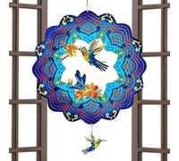 Ungtyb Metal Wind Spinners, Rustic Hummingbird Turtle Hanging Wind Sculptures, Durable Outdoor Metal Art Decor, Garden, Backyard, Porch, Balcony, Patio, Courtyard Display, 30 x 30 x 0,5 cm Métal