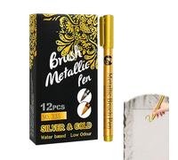 Ungtyb Paint Marker Set - 12 Piece Waterproof Metallics Gold Silver Ink Pen for Rock Stone Ceramic Glass Wood Fabric for Inscription Use | Tombstone Writing Marker Art Craft Outdoor Memorial