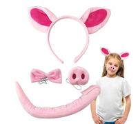 Ungtyb Pig Costume Kids, Pig Ears Headband, Set Plush Soft Tail Bow Tie Nose Kit pour Halloween, Dress Up, Animal Party, School Play, Birthday Costume, Cosplay Role Playing Outfit
