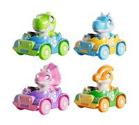 Ungtyb Push and Go Dinosaur Toy Car, Friction Powered Animal Vehicle, Sturdy Safe Design, No Battery Required, Easy Push Motion for Kids, Toddler, Boys, Girls, Ages 3+ (Set of 4)