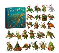 Ungtyb Sea Turtle Advent Countdown - 24 Day 2D Acrylic Christmas Decor | Holiday Countdown Calendars with Sea Turtle Ornaments, Perfect for Home, Car, Wall, Window, Door, Party, Kids & Adults